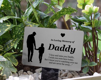 Daddy Engraved Memorial Stake - Father and Son illustration (Father's Day Memorial)