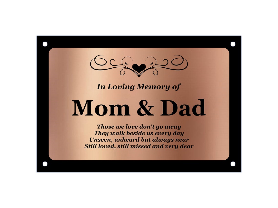 NEW Beautifully Engraved Mom & Dad Memorial Plaque Indoor Etsy