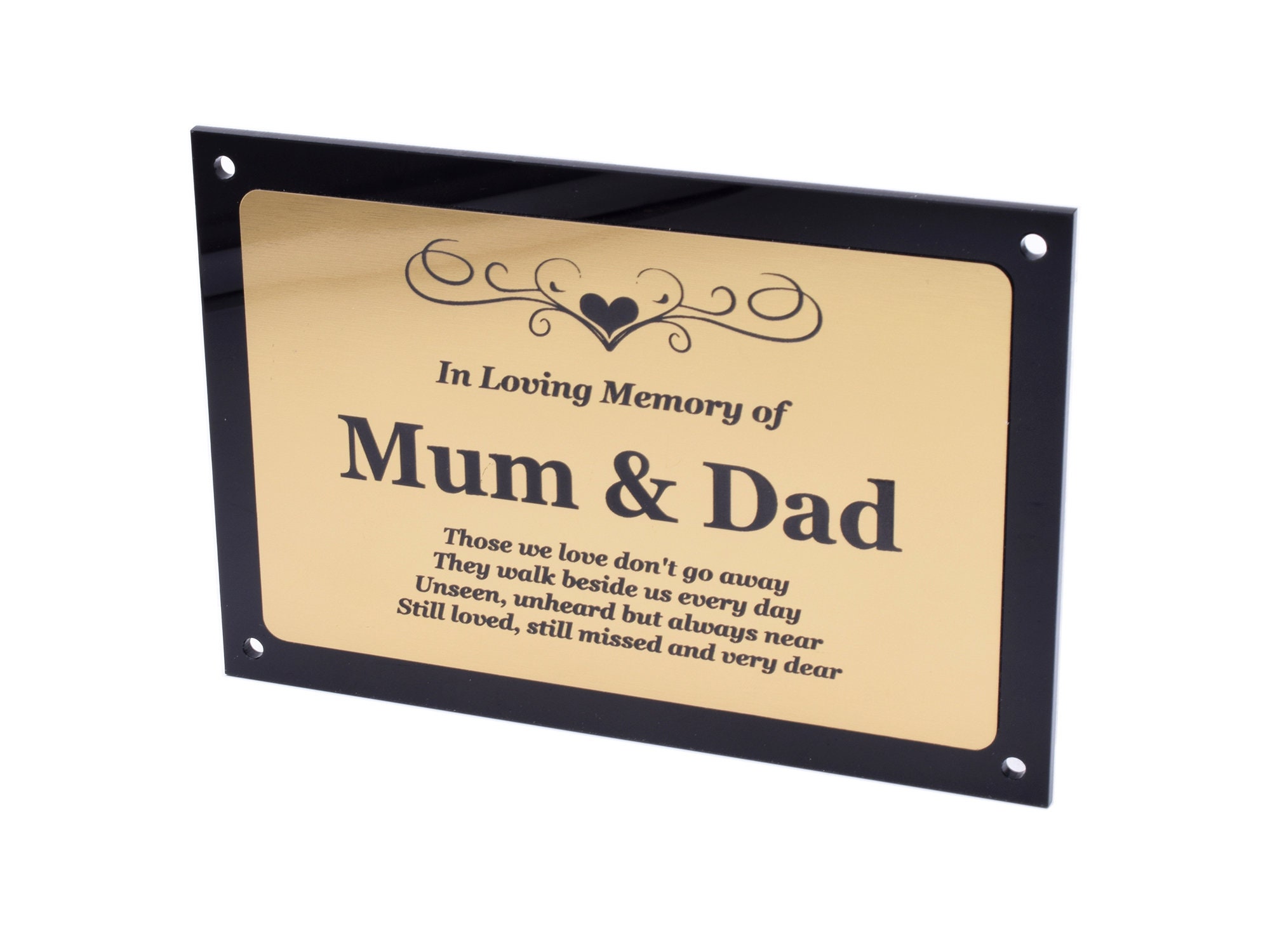 NEW Beautifully Engraved Mum & Dad Memorial Plaque Indoor Etsy