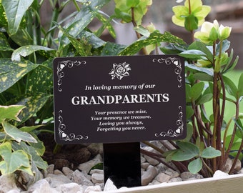 Grandparents Memorial Plaque, Remembrance Stake, Spike - Grave Marker For Cemetery, Decoration