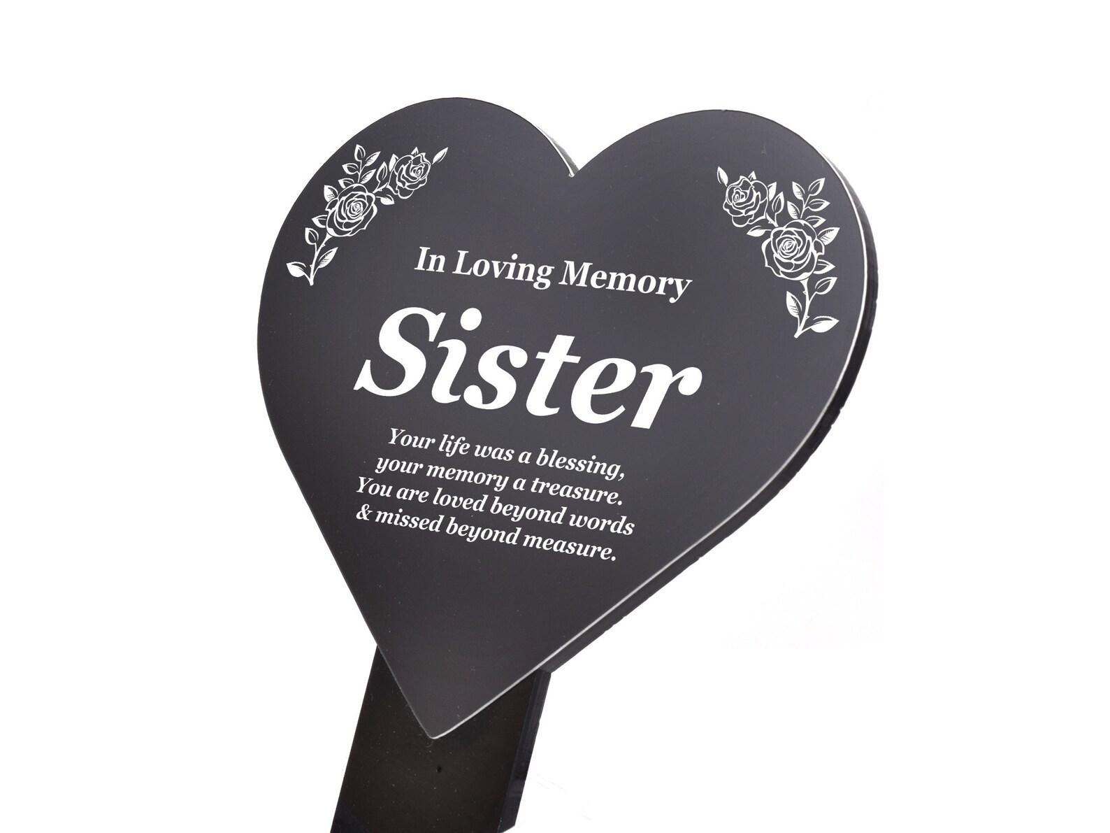 Sister Memorial Heart Black & white plaque mounted onto a Etsy
