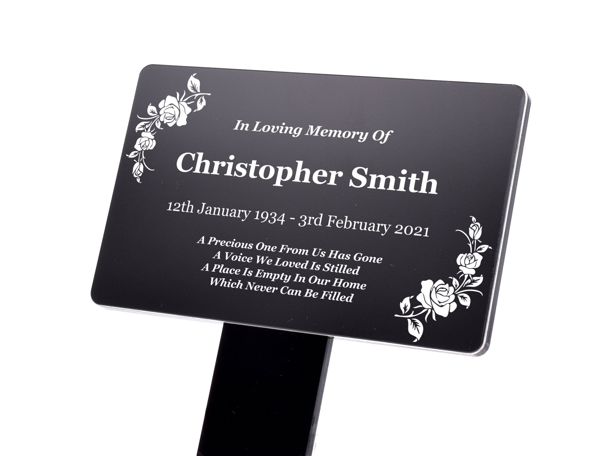 Personalised Memorial Stake Black & White Plaque Outdoor Etsy UK