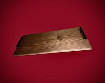 Solid Walnut Serving Tray: Large Ottoman Tray with Handles