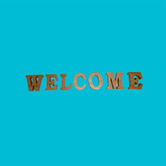 Wood WELCOME 3 Inch Letters Wood Letters WELCOME Sign Red Oak 