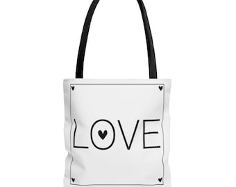 LOVE TOTE BAGES Heart love bag Gift for Her Gift for mom Valentines Day Gift Travel tote bag Tote Shopping Bag Heart Tote Bag