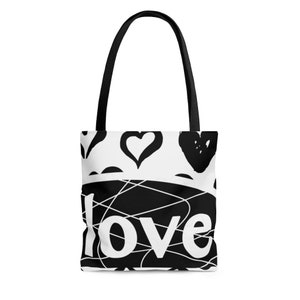 LOVE TOTE BAG, Heart love bag, Gift for Her, Gift for Mom, Travel tote bag, Tote Shopping Bag, Everyday Tote Bag