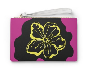 FLOWER CLUTCH PURSE  Vegan Leather Handbag  Clutch Bag Gift for Mom Gift for Her Gift For Wife Gift for Sister or Friend