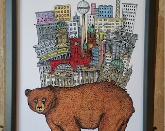 Color Art Print Berlin Bear Back