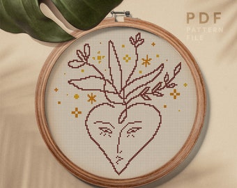 Celestial theme cross stitch pattern, Abstract counted cross stitch embroidery design, home decor, instant download PDF