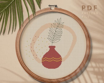 Easy cross stitch pattern, bohemian style embroidery chart, wall home decor, PDF instant download