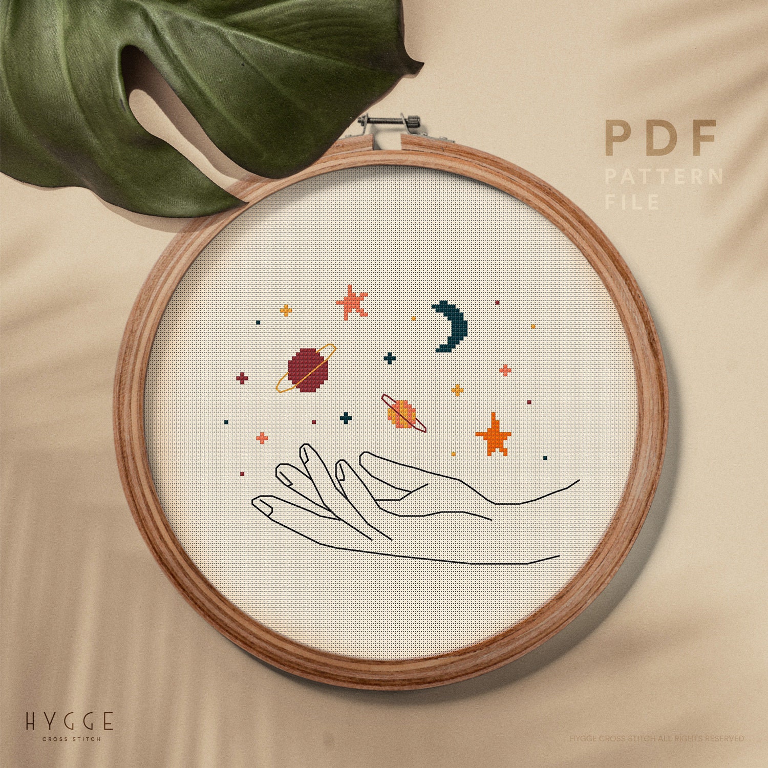 Celestial Cross Stitch Pattern Easy Embroidery Design Boho Style