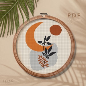 Abstract cross stitch pattern, Modern cross stitch PDF, Mid-century modern art, easy embroidery pattern, home decor, instant download PDF