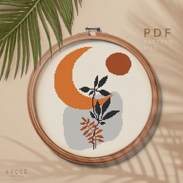 Abstract cross stitch pattern, Modern cross stitch PDF, Mid-century modern art, easy embroidery pattern, home decor, instant download PDF