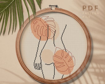 Human body shape cross stitch pattern, Modern counted cross stitch, embroidery pattern, home decor, instant download PDF chart