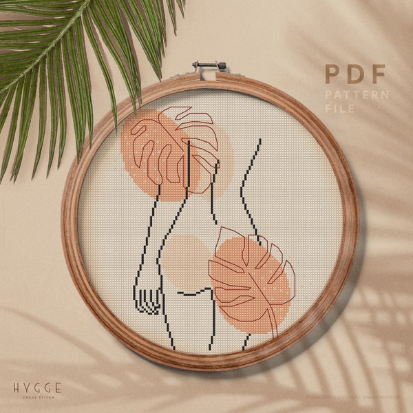 Human body shape cross stitch pattern, Modern counted cross stitch, embroidery pattern, home decor, instant download PDF chart