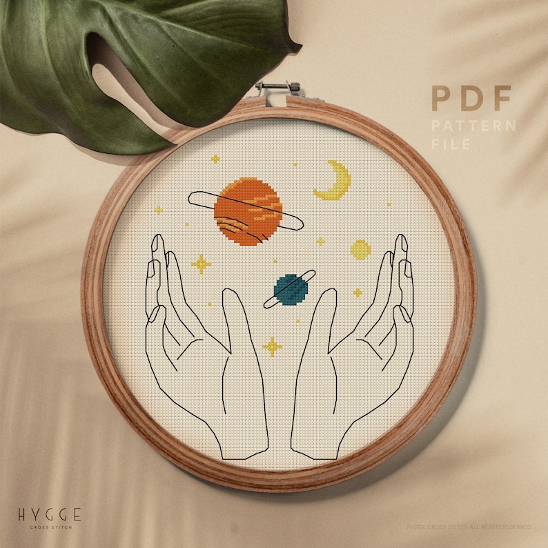 Moon and Stars Cross Stitch Pattern Celestial Theme Counted Etsy