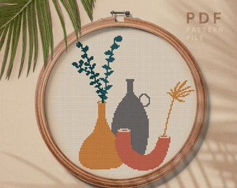 Easy cross stitch pattern, Boho style embroidery pattern, home decor, instant download PDF chart