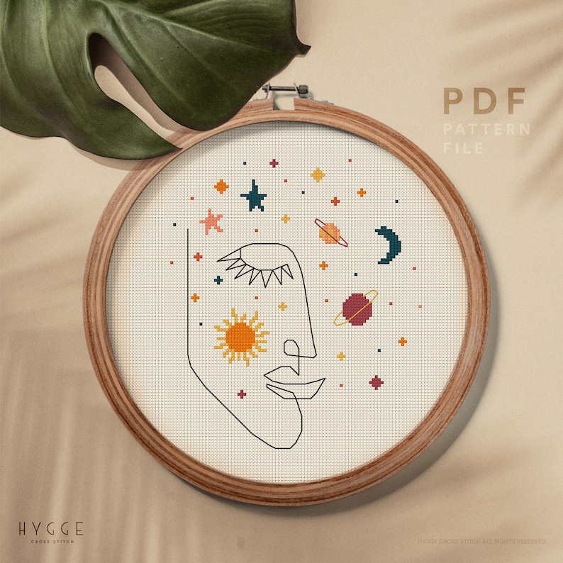 Celestial Cross Stitch Pattern Easy Counted Cross Stitch Etsy