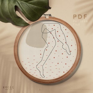 Modern art cross stitch pattern, Legs shape counted cross stitch, home decor, instant download PDF chart