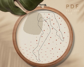 Modern art cross stitch pattern, Legs shape counted cross stitch, home decor, instant download PDF chart