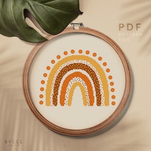 Rainbow cross stitch pattern, Easy counted cross stitch, Boho style embroidery pattern, nursery room decor, instant download PDF chart