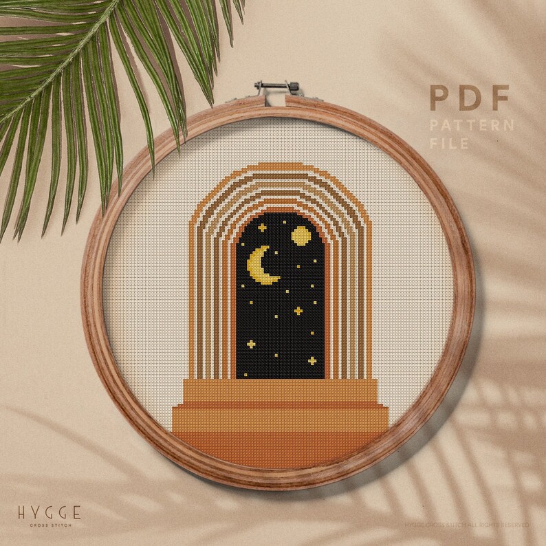 Celestial cross stitch pattern Easy counted cross stitch Etsy