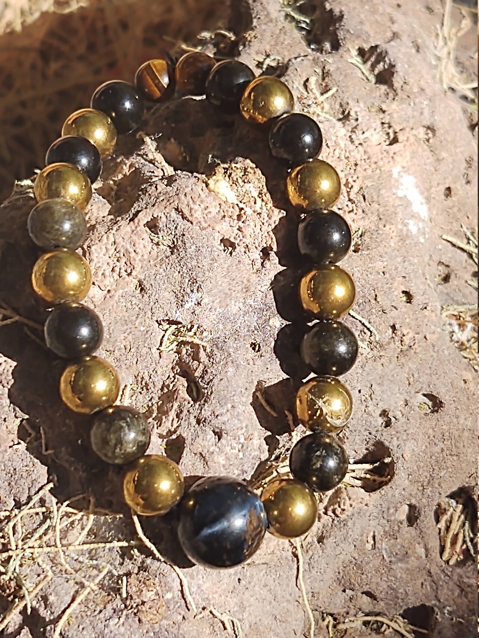 Blue Tigers Eye Gold Obsidian & Hematite Etsy UK
