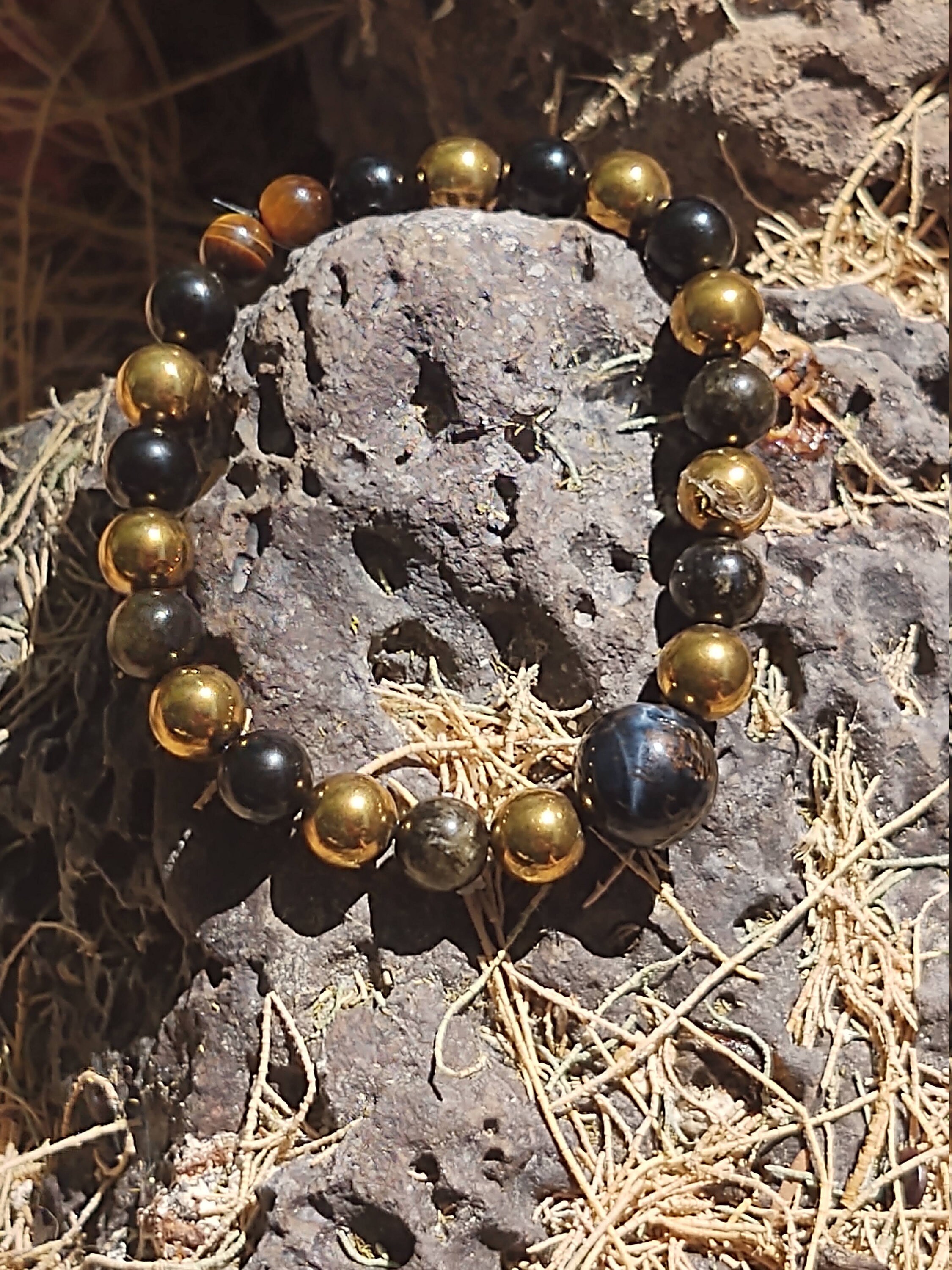 Blue Tigers Eye Gold Obsidian & Hematite Etsy UK