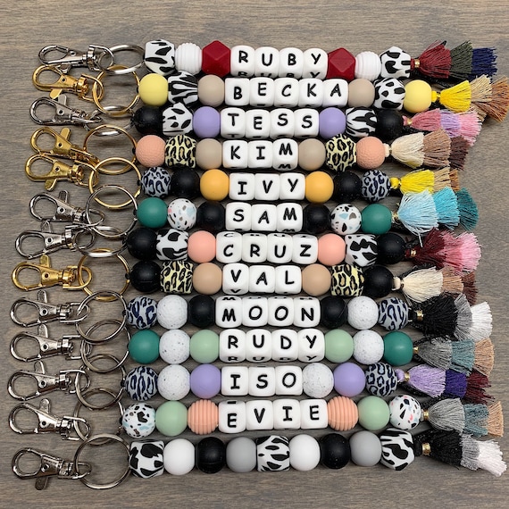 Custom Silicone Bead Keychain Tag Bead Keychain Custom Etsy