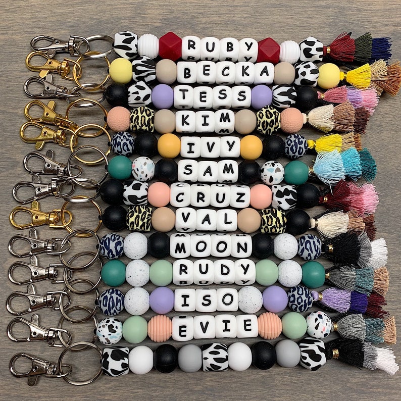 Custom Silicone Bead Keychain Tag Bead Keychain Custom Etsy