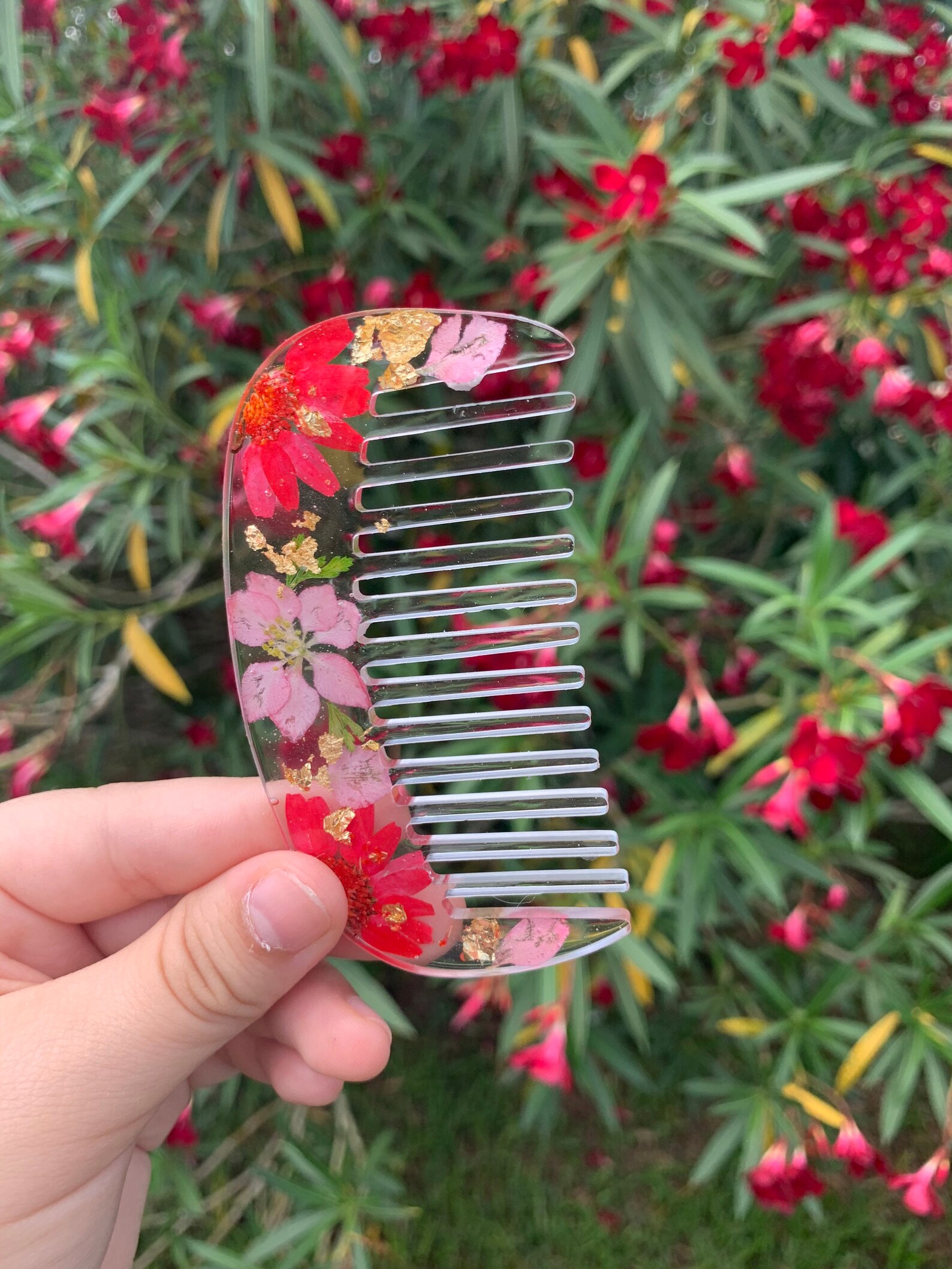 Custom Flower Comb Made of Resin Handmade Resin Art Etsy