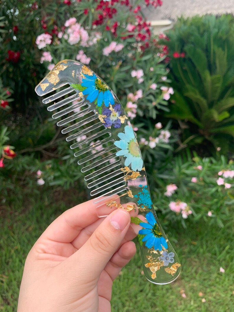 Custom flower Comb Made of Resin Handmade Resin Art Etsy