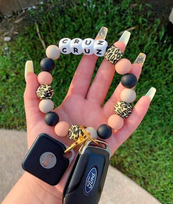 Personalize Silicone Bead Wristlet Keychain Wristlet Etsy