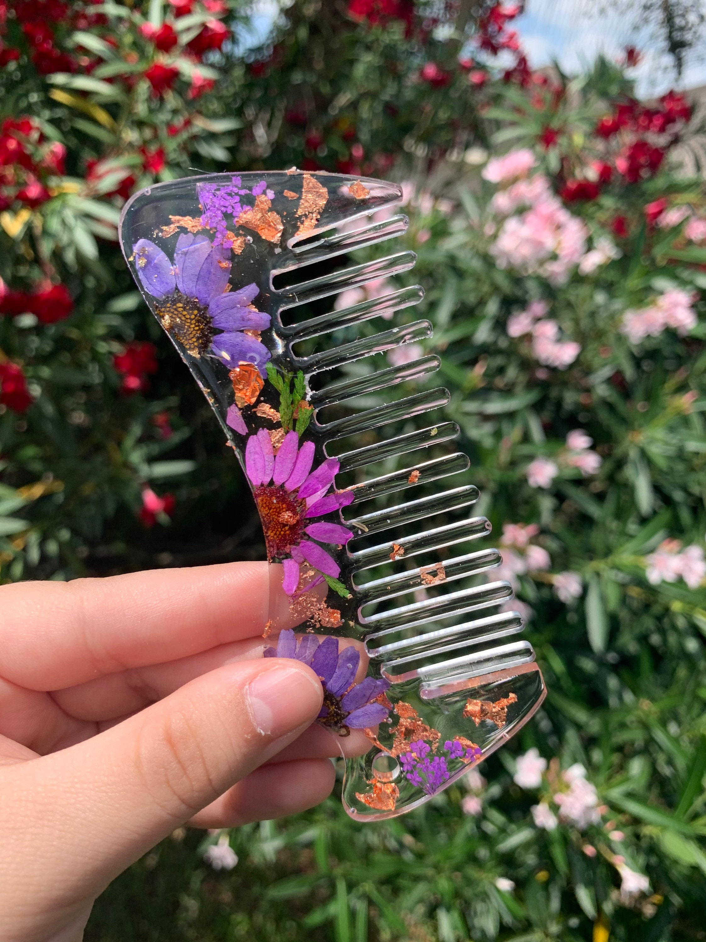 Custom Flower Comb Made of Resin Handmade Resin Art Etsy