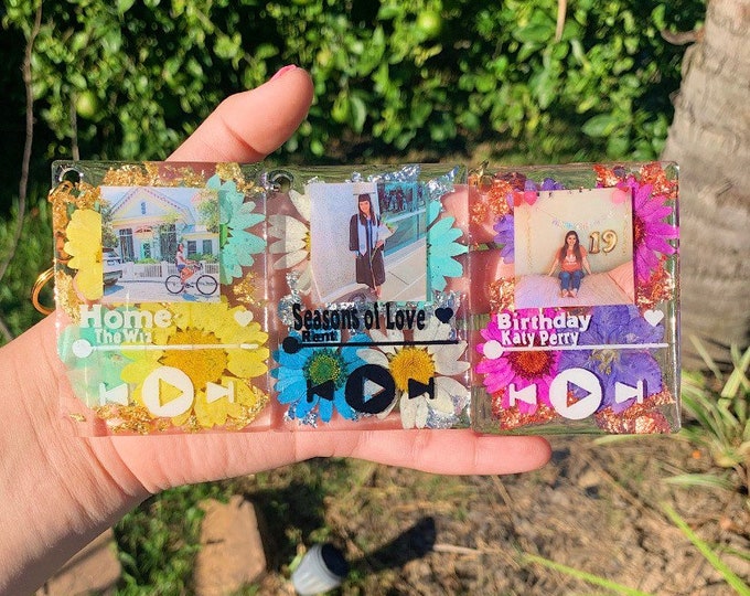 Album Cover Keychain Resin Flower Album Keychains Custom Etsy