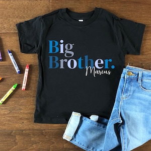 Custom Big Brother Shirt - Cute Big Brother, Toddler Shirt - Vintage Big Bro Gift - Cute Siblings Kids Personalised Tee
