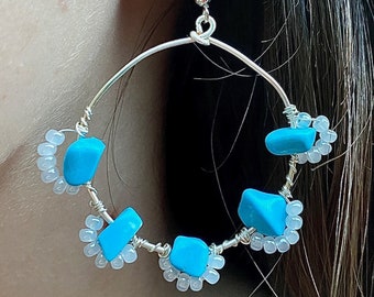 Turquoise Hippie Dangle Earrings