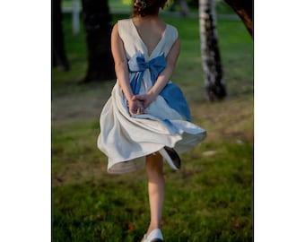 Abito da ragazza di fiori in avorio, abito da comunione per bambini, abito da ragazza di fiori Boho, abito da bambino in lino