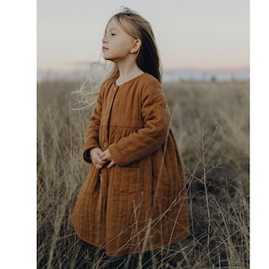 Linen Toddler Coat With Pockets: Boho Girl Vintage Style