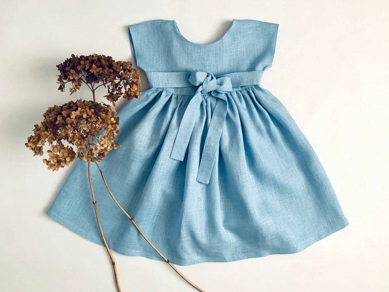 Sage Flower Girl Dress, Communion Dress, Boho Flower Girl Dress, Linen Toddler Dress, Linen Clothing Girls image 8