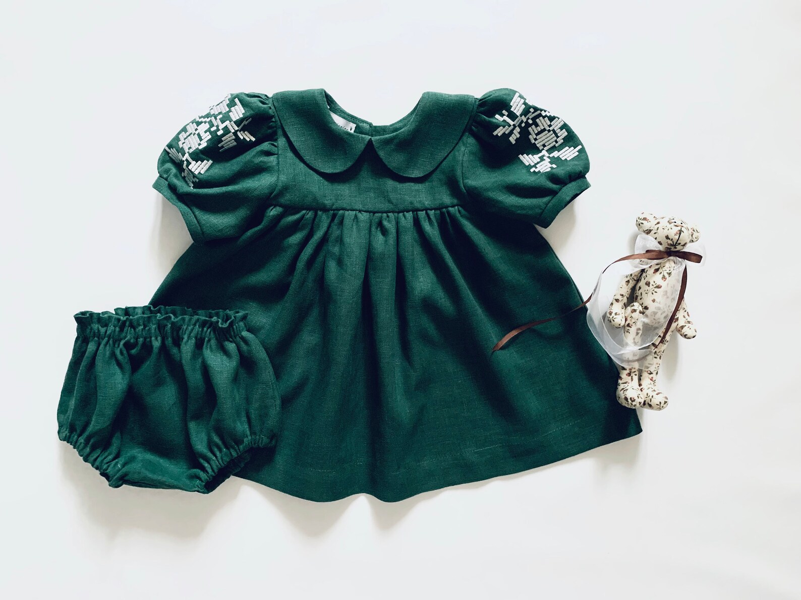 Sage Baby Dress Boho Toddler Dress Flower Girl Dressbaptism Etsy
