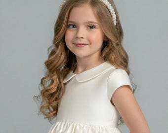 Diadema de perlas para la Primera Comunión: Tiara para niña de las flores