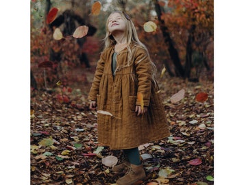 Linen Toddler Coat With Pockets, Boho Linen Girl Coat, Vintage Girl Coat