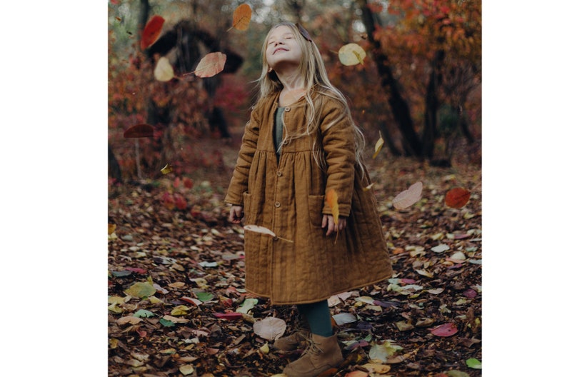 Linen Toddler Coat With Pockets, Boho Linen Girl Coat, Vintage Girl Coat image 1