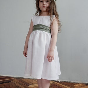 White Flower Girl Dress, Occasion Toddler Dress, Boho Flower Girl Dress, Linen Toddler Dress, Linen Clothing Girls image 4