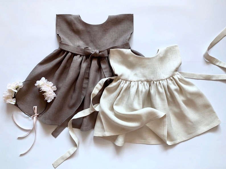 Sage Flower Girl Dress, Communion Dress, Boho Flower Girl Dress, Linen Toddler Dress, Linen Clothing Girls image 7
