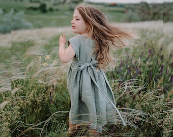 Sage Green Flower Girl Dress, Communion Toddler Dress, Boho Flower Girl Dress, Gifts for Girls