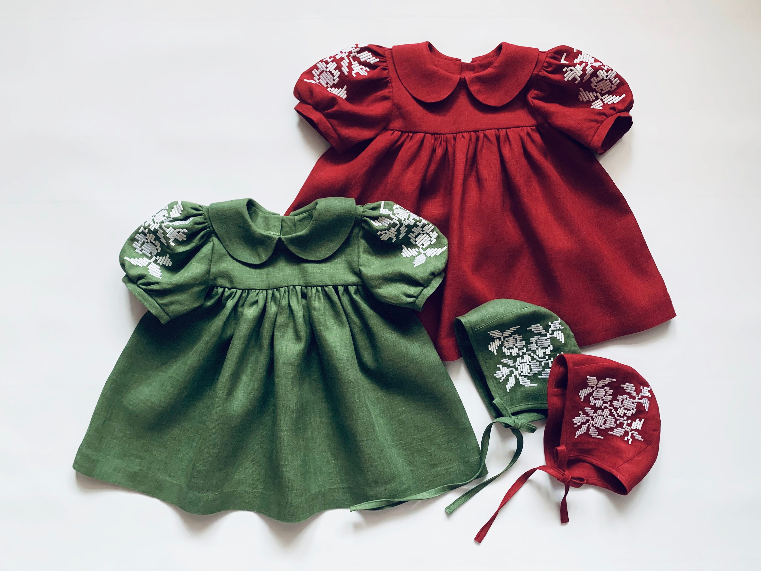 Rust Baby Dress Boho Dress Linen Clothing GirlBaptism Baby Etsy