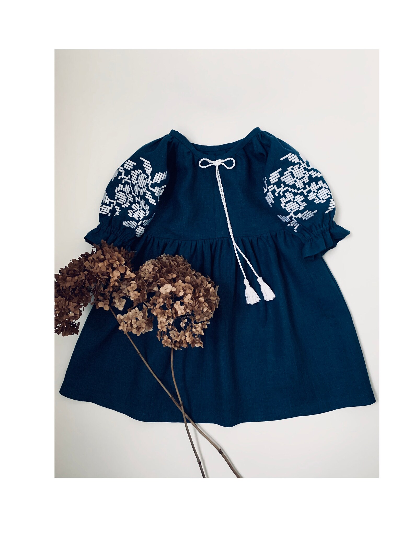 Embroidered Linen Dress Boho Flower Girl Dress Linen Toddler Etsy