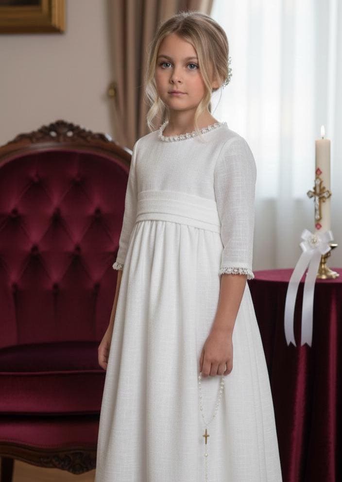white christmas dresses Traditional First Communion Dress main image 1